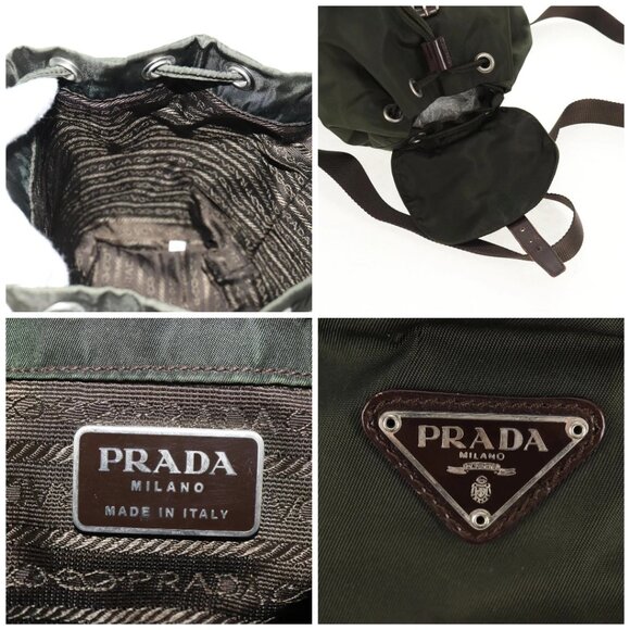 PRADA Backpack Nylon Khaki Silver - Picture 13 of 15